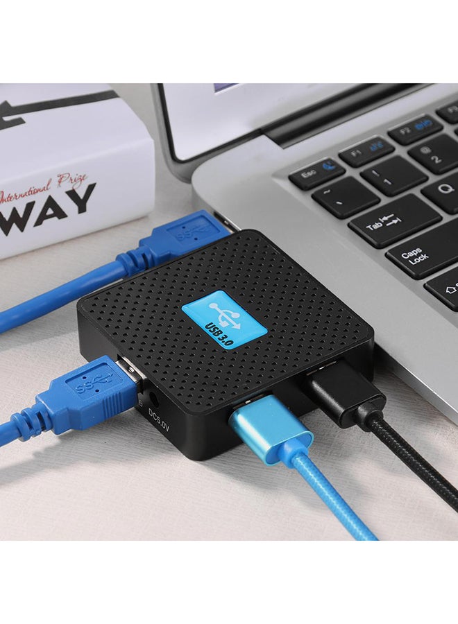 مجزئ محول عالي السرعة بموزع بـ 4 منافذ USB 3.0 للكمبيوتر المحمول أسود - Image 2