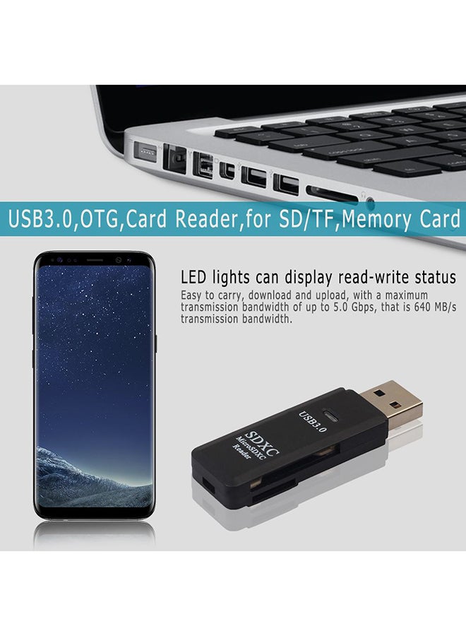 Generic - USB Card Reader/Adapter For SD/TF Micro SD Memory Card Black - Image 1