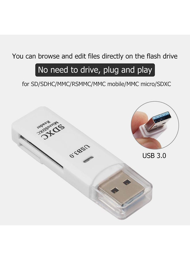 محول قارئ بطاقة USB3.0 OTG لـ SD/TF لبطاقة ذاكرة Micro SD أبيض - Image 3