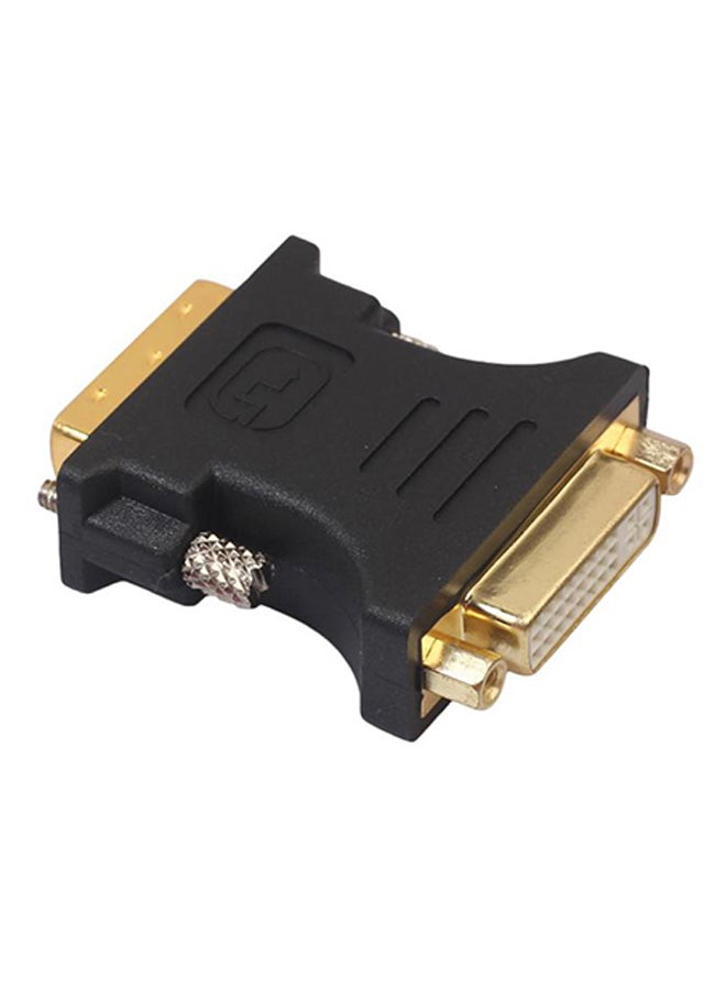 Gold Plate DVI-D 24+1 Male to DVI-I 24+5 Female Adapter Converter Connector Black - Image 1