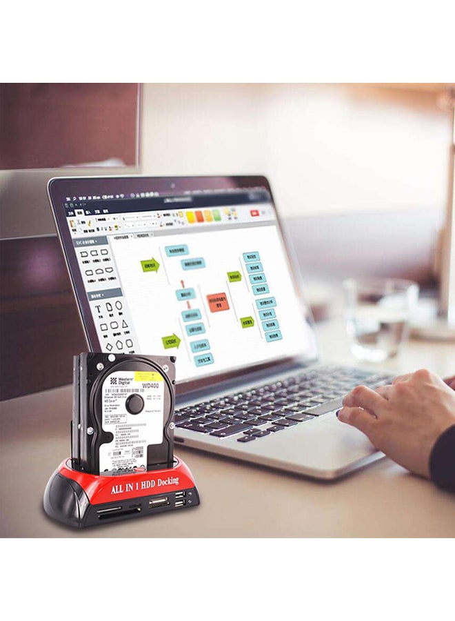 محطة شحن HDD بقاعدة مزدوجة مقاس 2.5 بوصة/ 3.5 بوصات بمنفذ IDE ساتا أسود - Image 2
