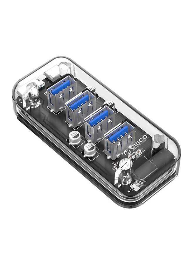 Orico F4U-U3 Transparent 4 Port USB3.0 Hub With 2 Power Supply Ports For PC Black - Image 3