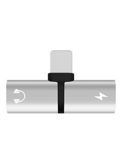 1-To-2 Splitter Dual 8 Pin Port Charger Audio Adapter For iPhone Silver