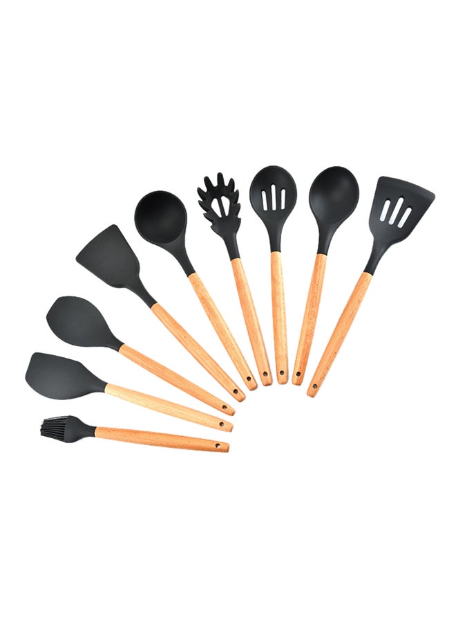 Sharpdo 9-Piece Silicone Cooking Utensil Brown/Black 7.5x31centimeter - Image 1