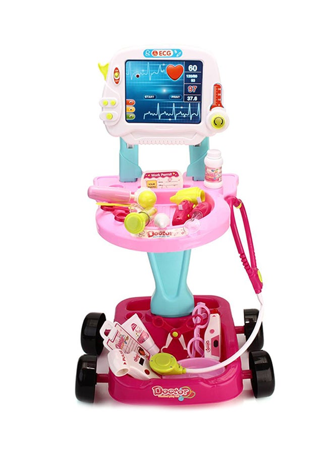 سيثيريا مجموعة ألعاب أدوات الطبيب للعب التظاهري مكونة من 17 قطعة مع شاشة تخطيط ضربات القلب مع حامل متحرك 41x32x58سم - Image 4