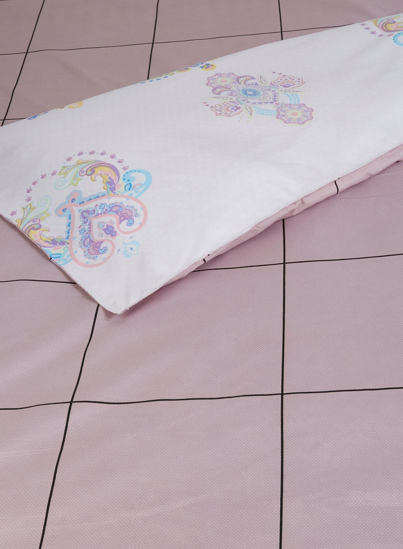 Noon East 5-Piece Bedding Set (1 Comforter + 1 Duvet Cover + 1 Fitted Bedsheet + 2 Pillowcase), Soft Touch Banana Grid Print King - Image 4