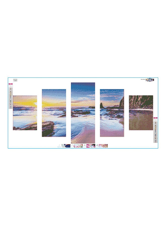 5-Piece DIY 5D Diamond Embroidery Cross Stitch Sunset Painting Kit Multicolour 95x45cm