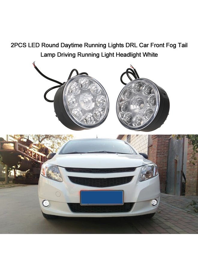 Generic - 2-Piece 9 LED Round Daytime Running Lights DRL Car Front Fog Tail Headlight - Image 1