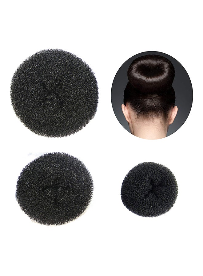 3-Piece Donut Hair Bun Maker Black 10x6x10cm