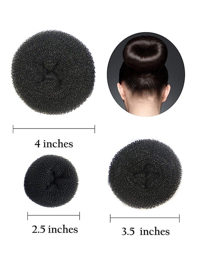 3-Piece Donut Hair Bun Maker Black 10x6x10cm