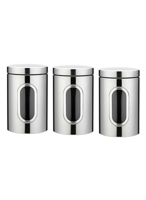 3-Piece Food Storage Container Set With Lids Silver 34cm