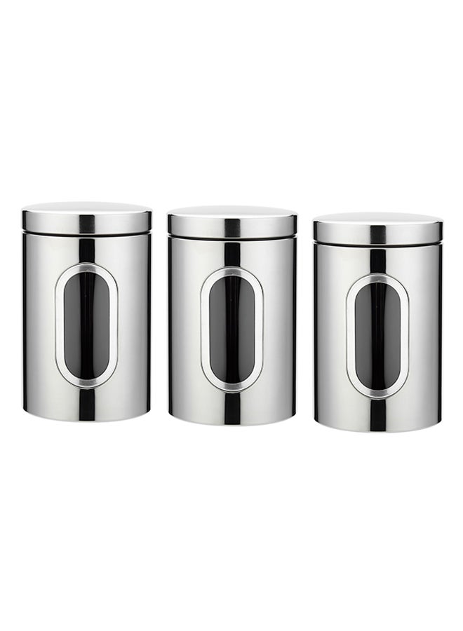 3-Piece Food Storage Container Set With Lids Silver 34cm