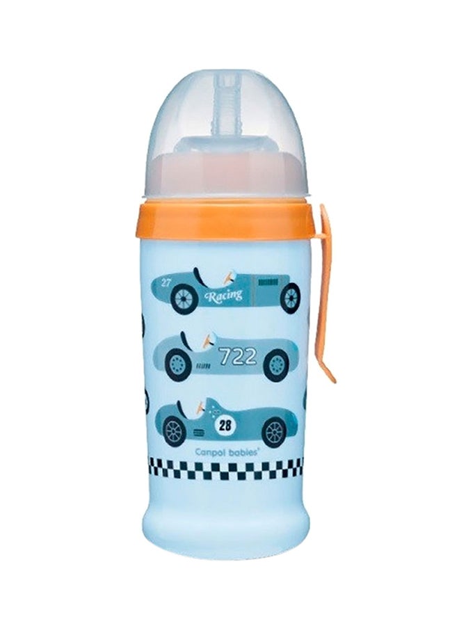 Canpol babies Canpol babies Non-spill Sport Cup with Silicon Straw 350ml RACING light blue