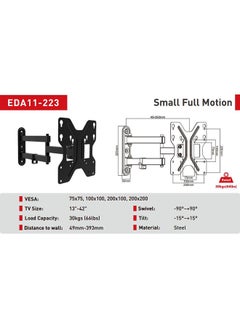Alpha Articulating Full Motion Swivel Wall Mount For Below 32 Inch Black  - Image 2