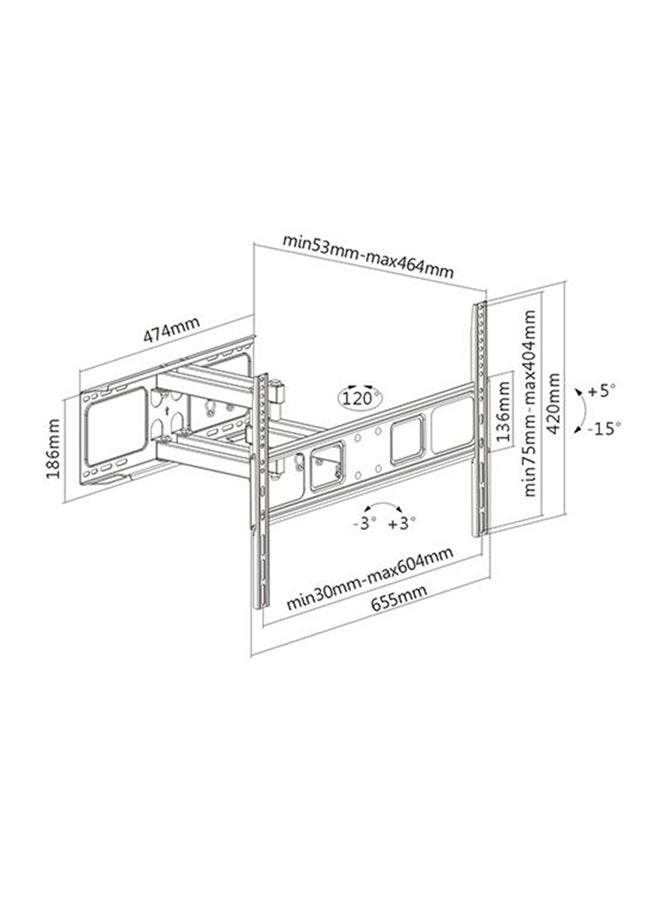 Alpha Full Motion TV Wall Mount for Most 32-65 Inch Black  - Image 2