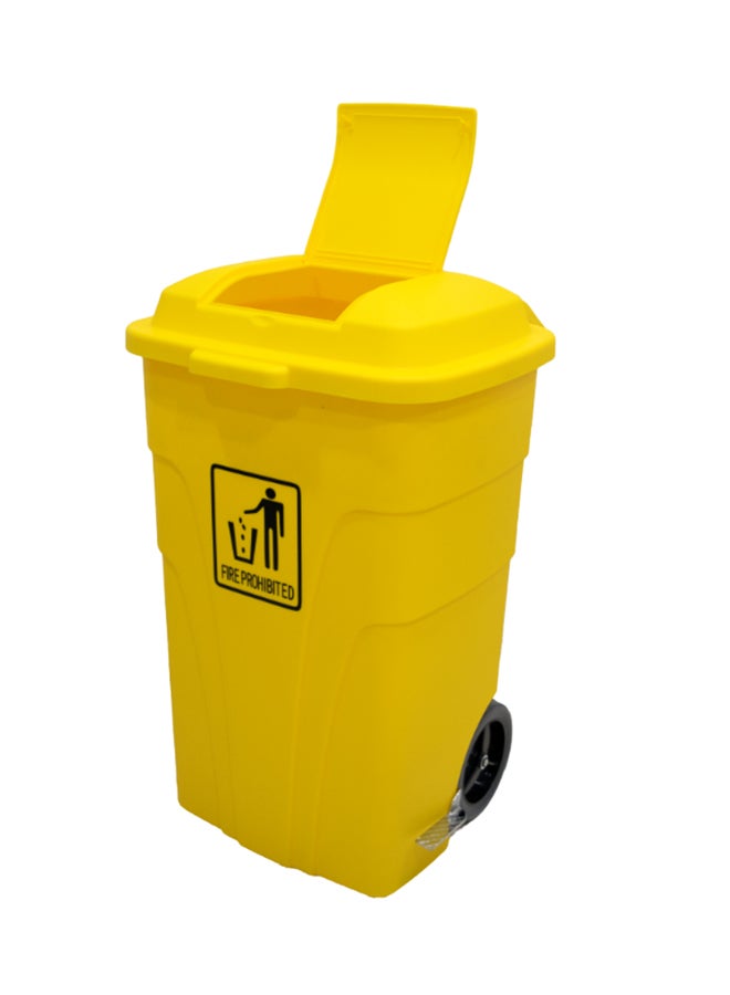 اي كي سي سلة مهملات بدواسة متحركة أصفر 120لترات