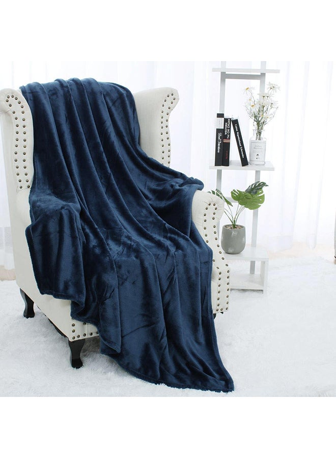 Fabienne Premium Quality Long Lasting Super Soft Easy Care Bed Blanket Light Weight Washable Plain Single Blanket Flannel Navy  - Image 2