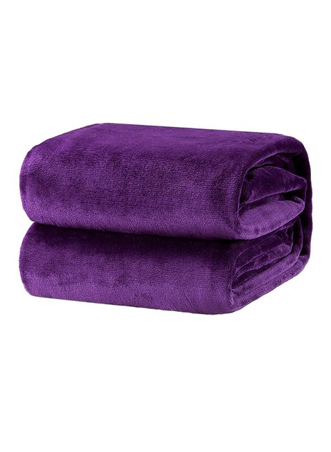 Soft And Comfortable Plain Bed Blanket Single For Ultra Comfort Flannel Purple