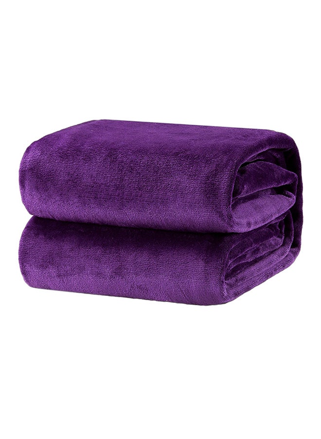 Soft And Comfortable Plain Bed Blanket Single For Ultra Comfort Flannel Purple
