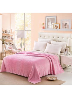 Plain Bed Blanket Flannel Pink 160x200cm