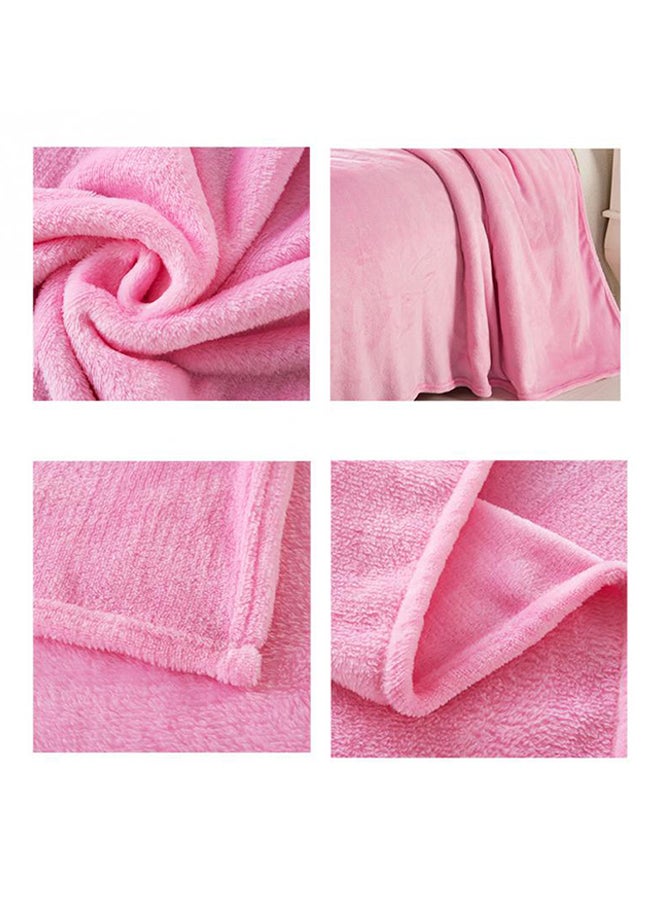 Fabienne Plain Bed Blanket Flannel Pink 160x200centimeter  - Image 2
