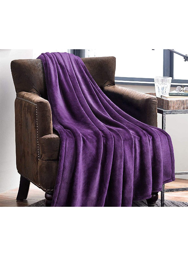 Soft And Comfortable Plain Bed Blanket Single For Ultra Comfort Flannel Purple