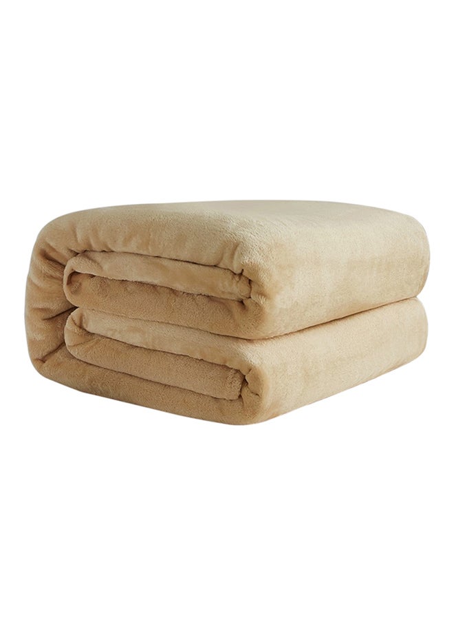 Fabienne Super Soft Light Weight Plain Single Bed Blanket Flannel Beige 160x200cm  - Image 1