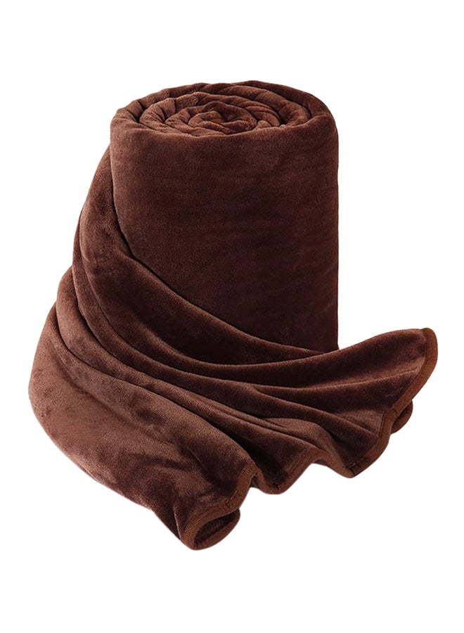Fabienne Super Soft Light Weight Plain Single Bed Blanket Flannel Brown  - Image 2