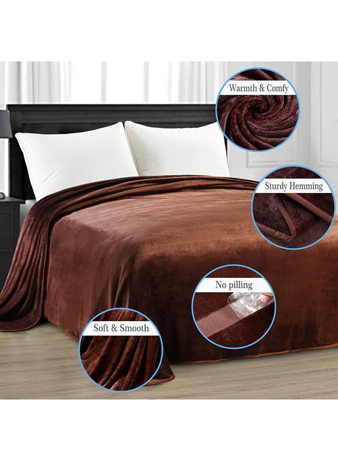 Fabienne Super Soft Light Weight Plain Single Bed Blanket Flannel Brown  - Image 3