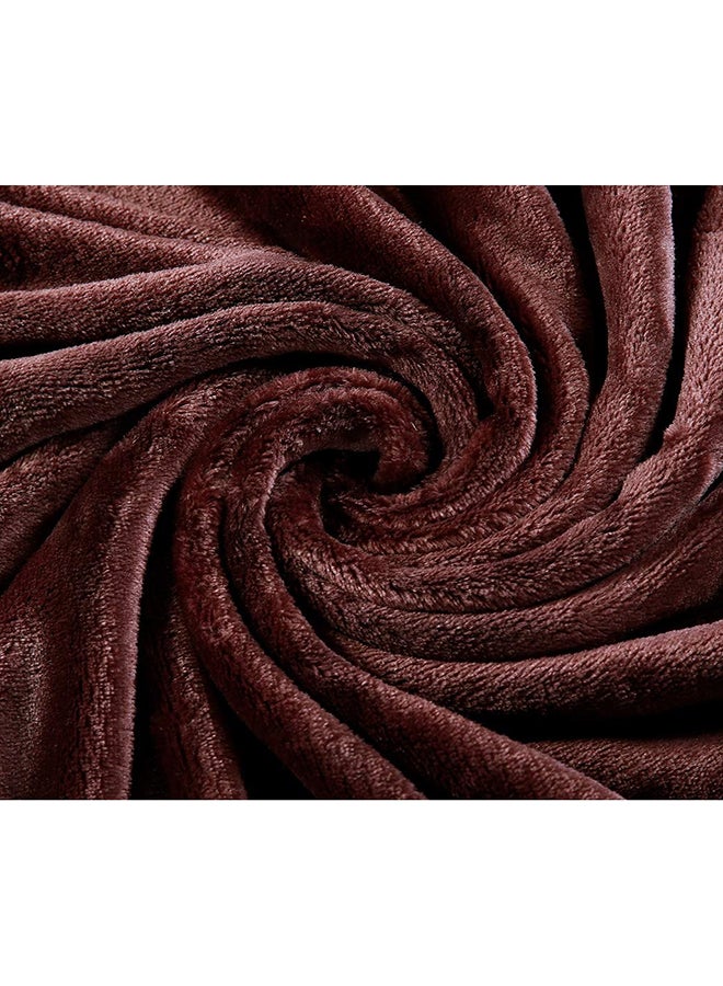 Fabienne Super Soft Light Weight Plain Single Bed Blanket Flannel Brown  - Image 4
