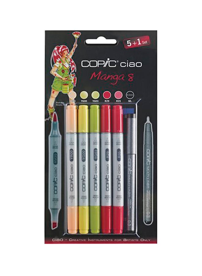 COPIC 5+1 Ciao Manga Set 8 Marker Multicolour