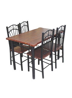 4-Seater Dining Table And Chair Set Black/Brown