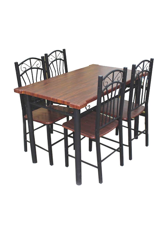 AE - 4-Seater Dining Table And Chair Set Black/Brown - Image 1