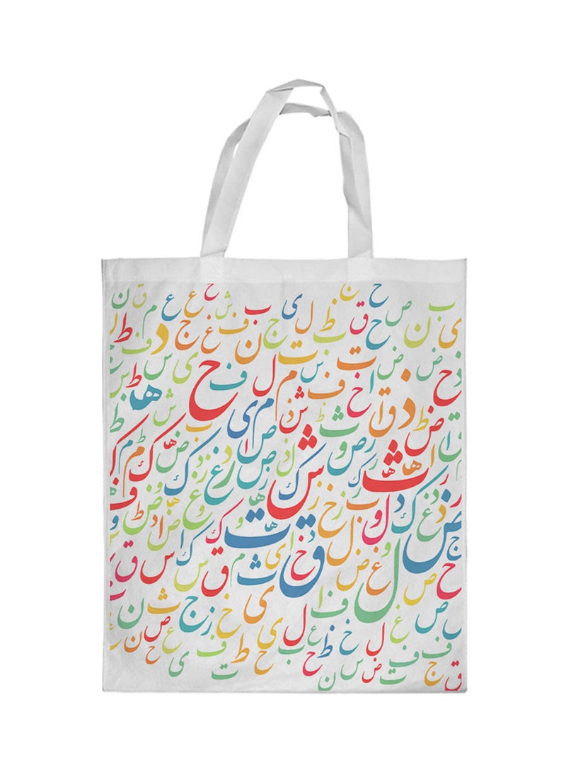 Arabic Letters Printed Shopping Bag Multicolour 