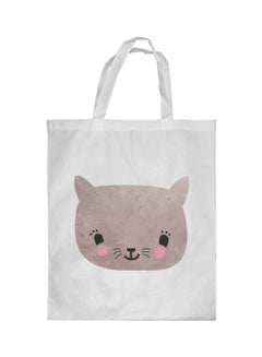 Happy Cat Printed Shopping Bag White