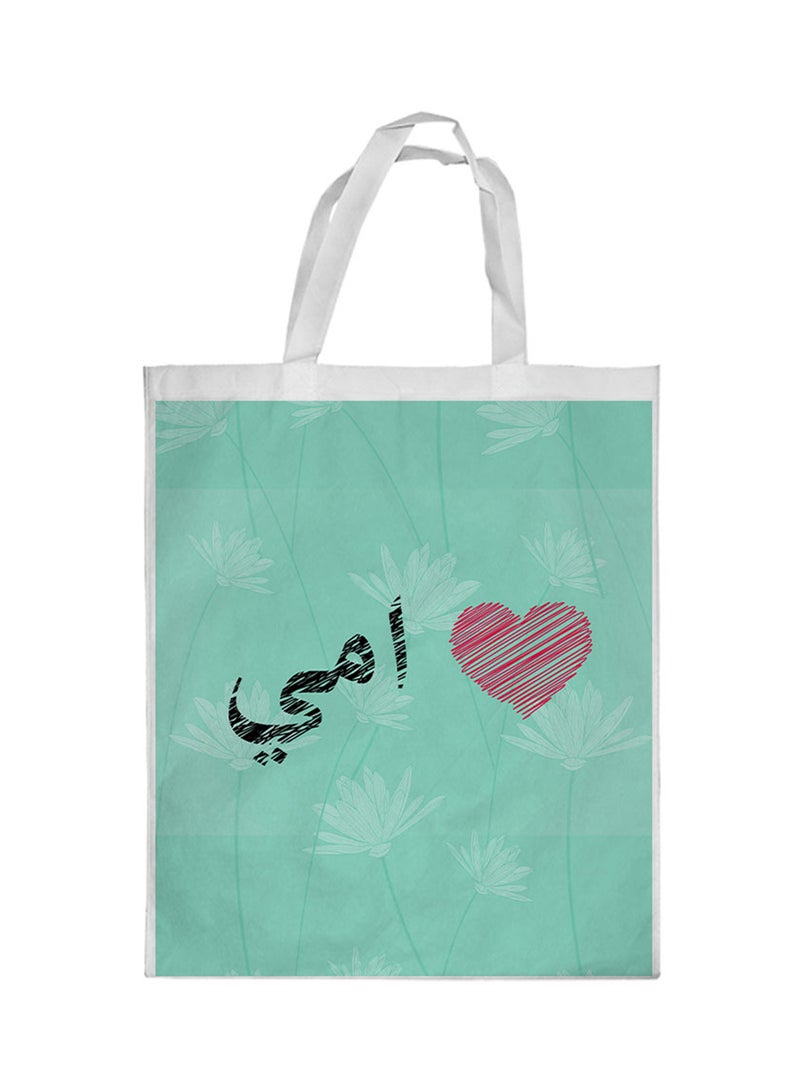 Mother's Love Printed Shopping Bag White/Green