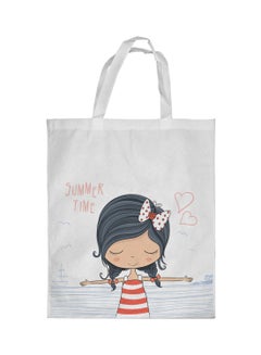 Summer Time Printed Shopping Bag White