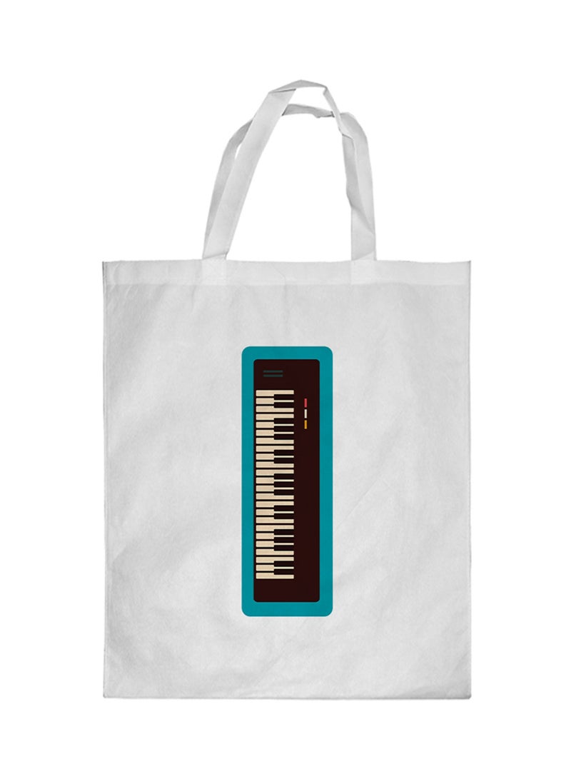 Musical Instrument Piano Printed Shopping Bag White