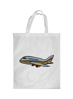 Plane Printed Shopping Bag White