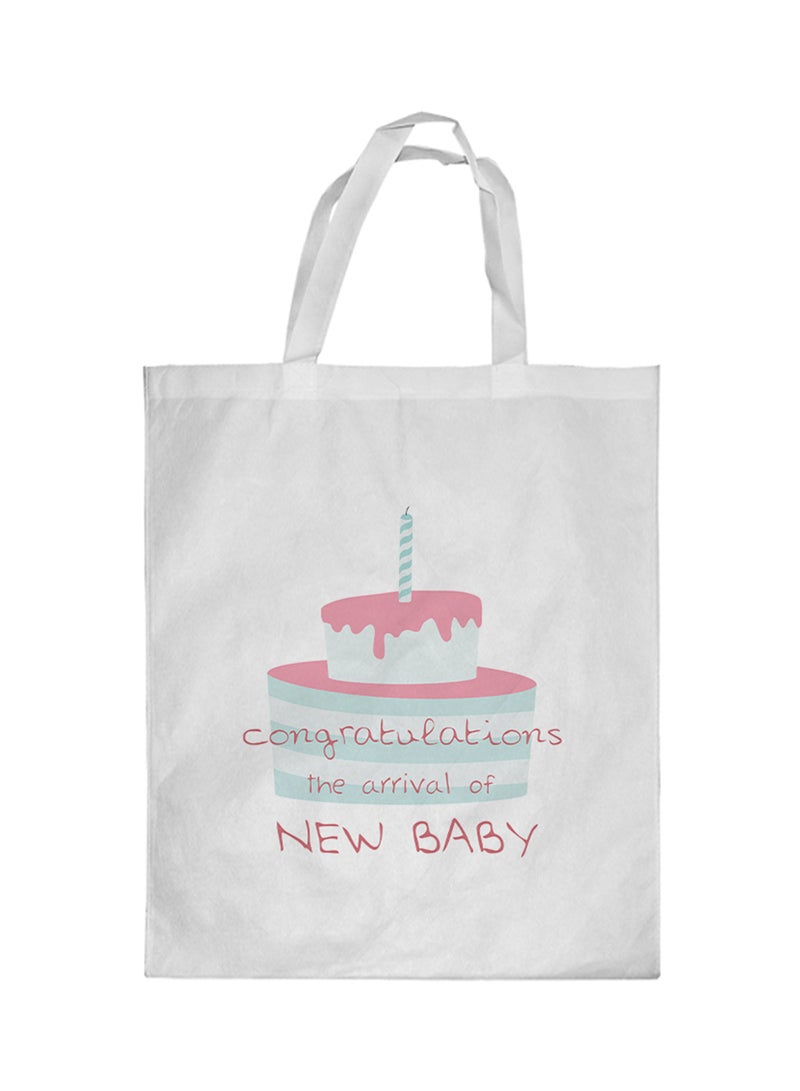 Congratulations To The New Born Printed Shopping Bag White