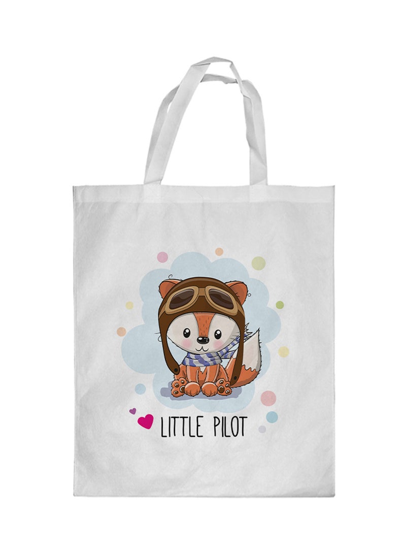 Generic - Little Pilot Printed Shopping Bag White - Image 1