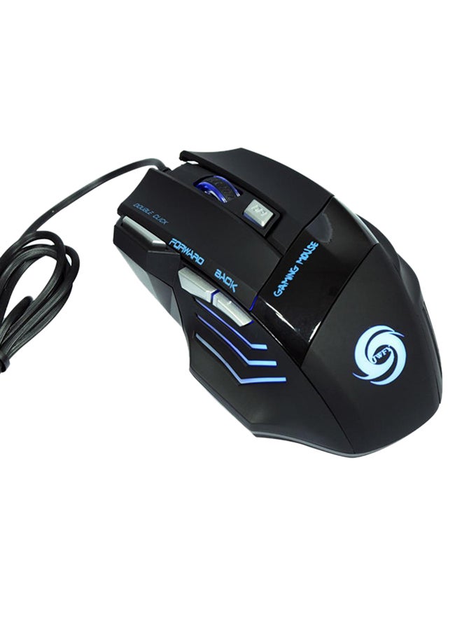 ماركة غير محددة - ماوس ألعاب USB سلكي ضوئي بحساسية 5500 نقطة لكل بوصة و7 أزرار أسود - Image 1