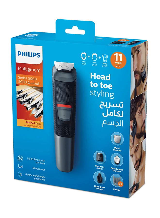 Philips 11 in 1 Multigroom Series 5000 Trimmer - MG5730/33, 2 Year Warranty Black