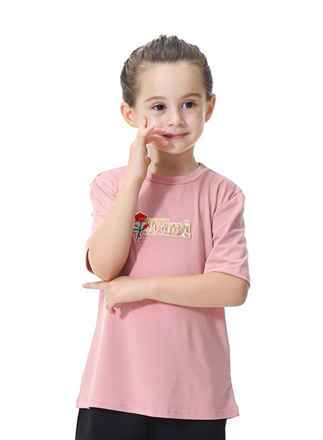 Sharpdo Solid Pattern Casual T-Shirt Pink/Gold/Red  - Image 1