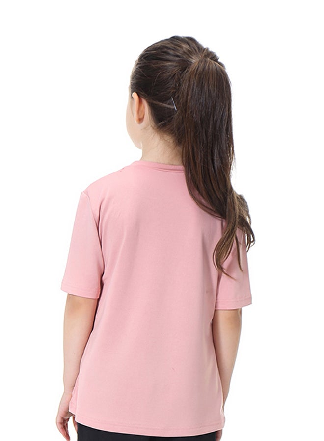 Sharpdo Solid Pattern Casual T-Shirt Pink/Gold/Red  - Image 2