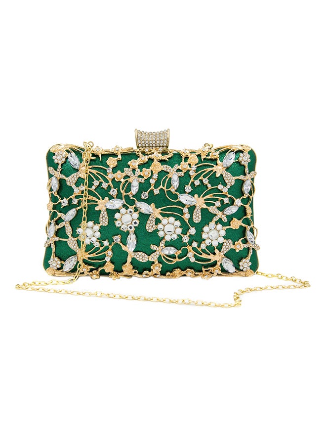 Sharpdo Rhinestone Evening Clutch Green - Image 1