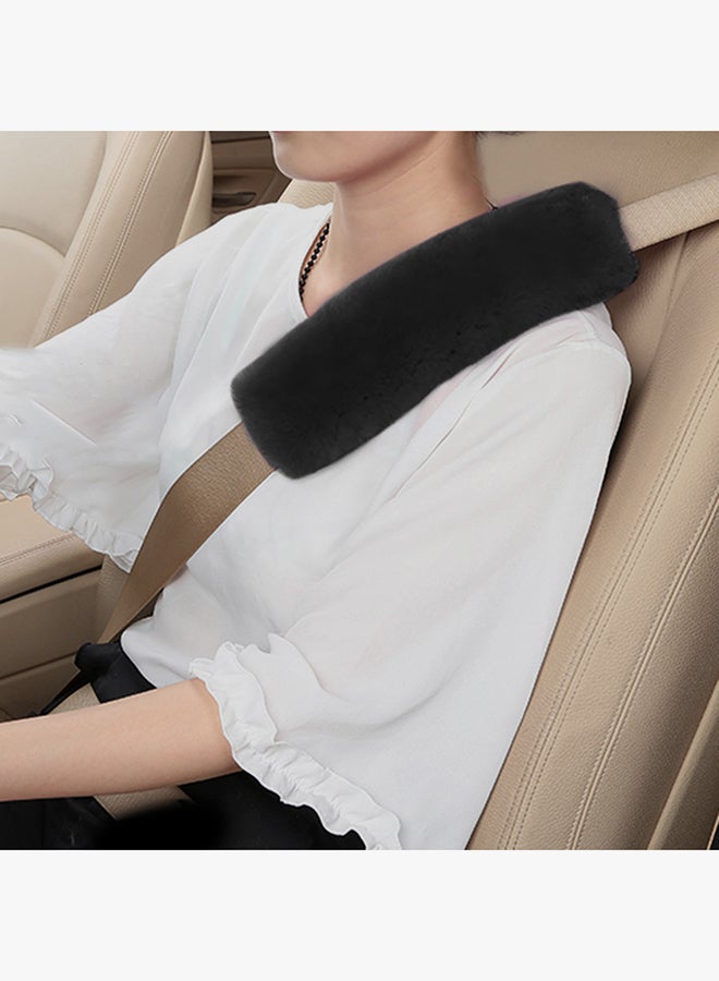 2-Piece Fur Car Safety Seat Belt Strap Cover - Image 2