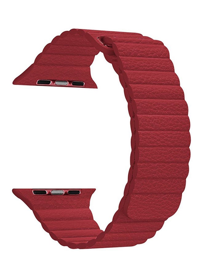 HQPro - Genuine Leather Loop Band For Apple Watch 42/44mm Red - Image 1
