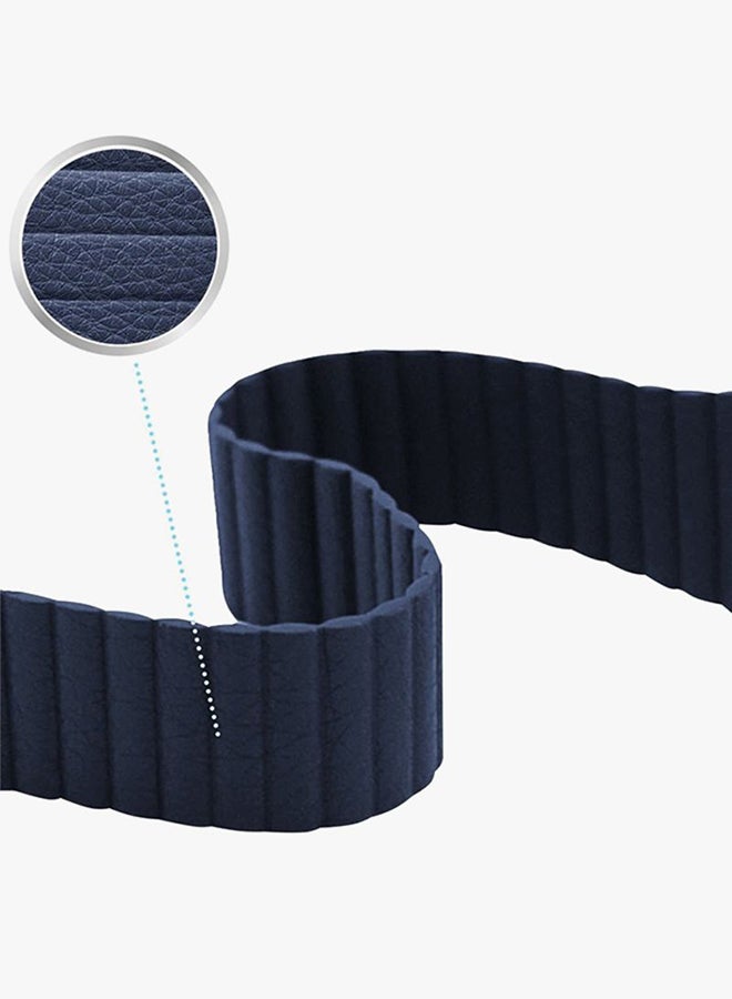 إتش كيو برو سوار مزدوج من الجلد الطبيعي لساعة أبل 42 ملم أزرق - Image 3