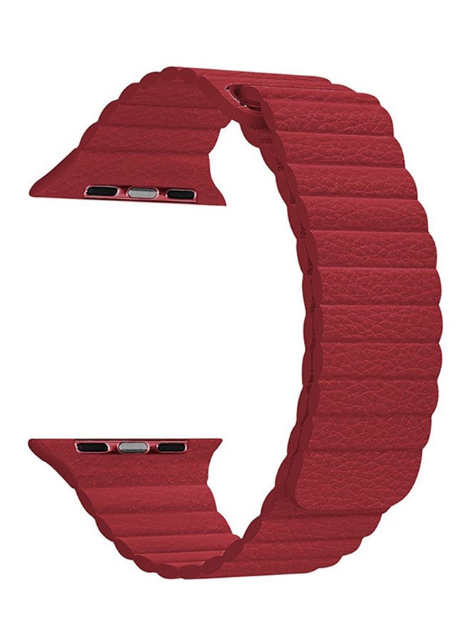 HQPro - Genuine Leather Loop Band For Apple Watch 42mm Red - Image 1